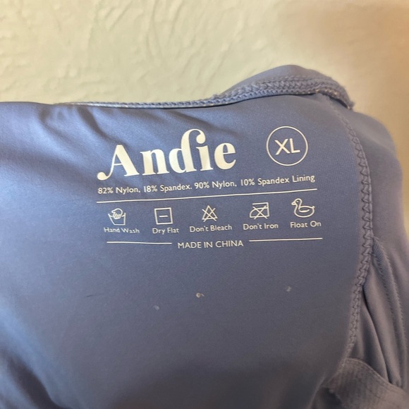 Andie Swim Ibiza One Piece v neck open back purple blue color iris - Picture 4 of 13